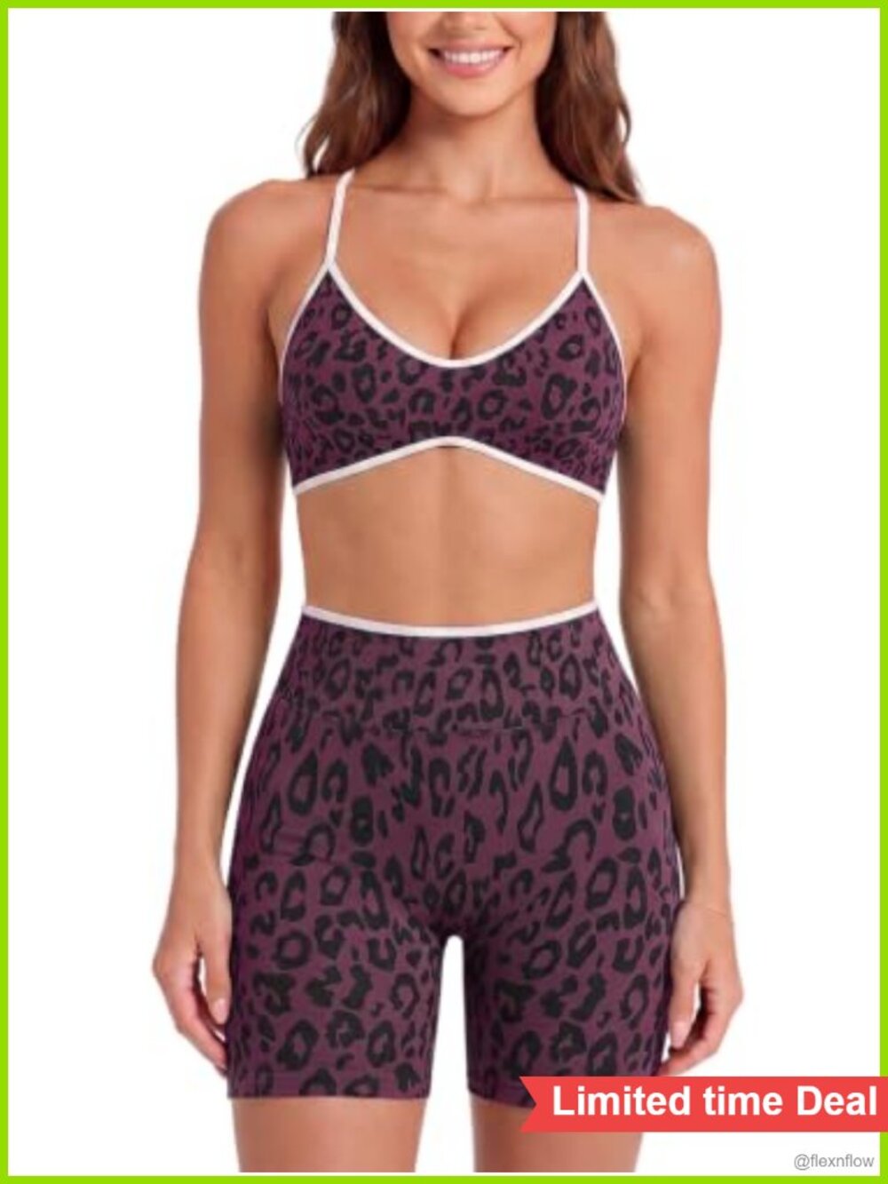 Women 2 Piece Seamless Ribbed Workout Set Sports Bra Biker Shorts Gym